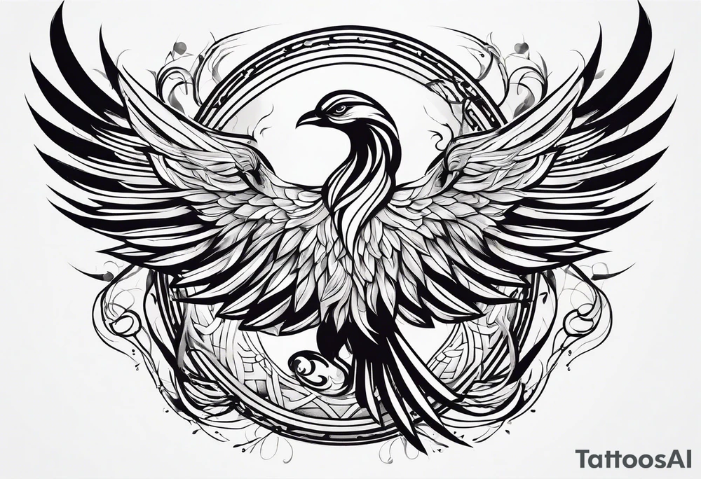 Rebirth symbol and knot and a phoenix. Simple but abstract tattoo idea