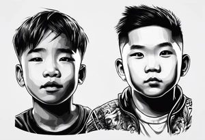 We have 2 boys, one named Parker and the other named Paxtyn. They are both energetic and active. Father is Filipino and mother is Korean. Please create a tattoo using just letters and/or characters tattoo idea