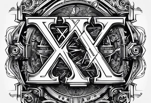 I need a tattoo design that prominently features the letters X and I while incorporating cyberpunk elements. The tattoo will be placed on the wrist. tattoo idea
