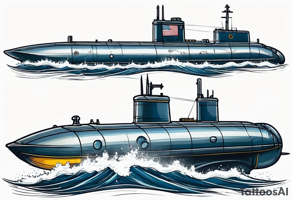 US NAVY submarine front view tattoo idea