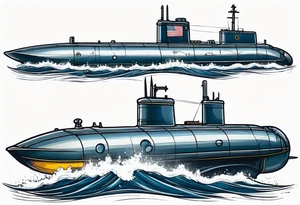 US NAVY submarine front view tattoo idea
