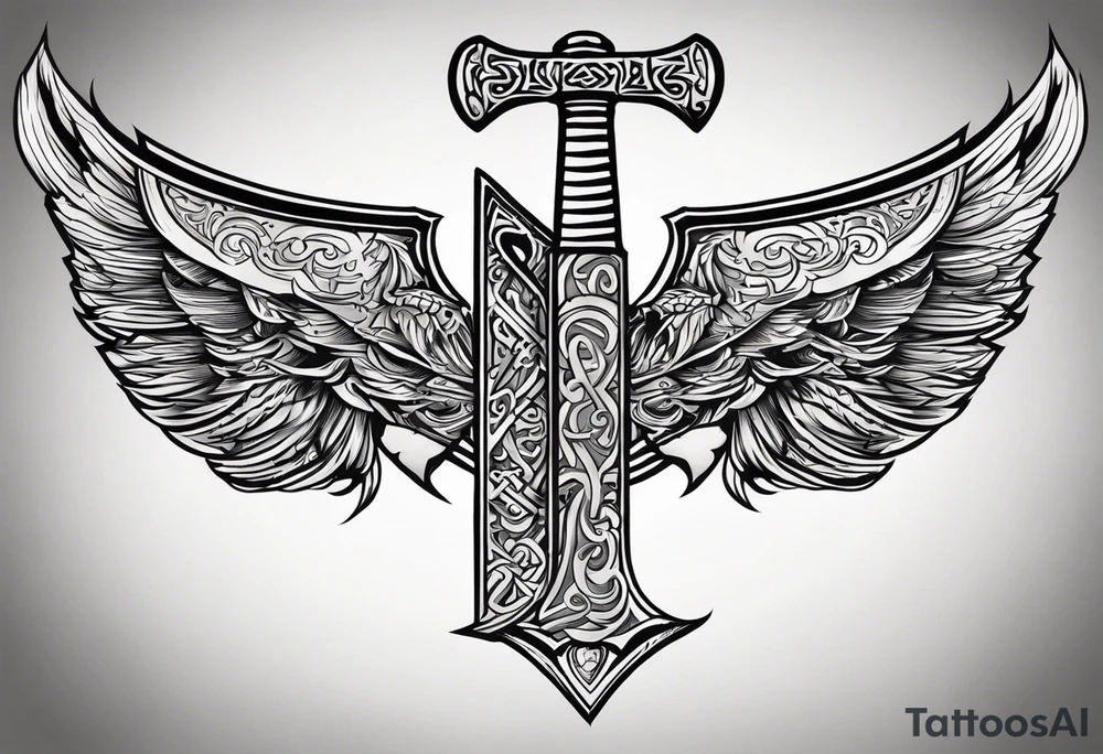 Valhalla sword viking hatchet tattoo idea