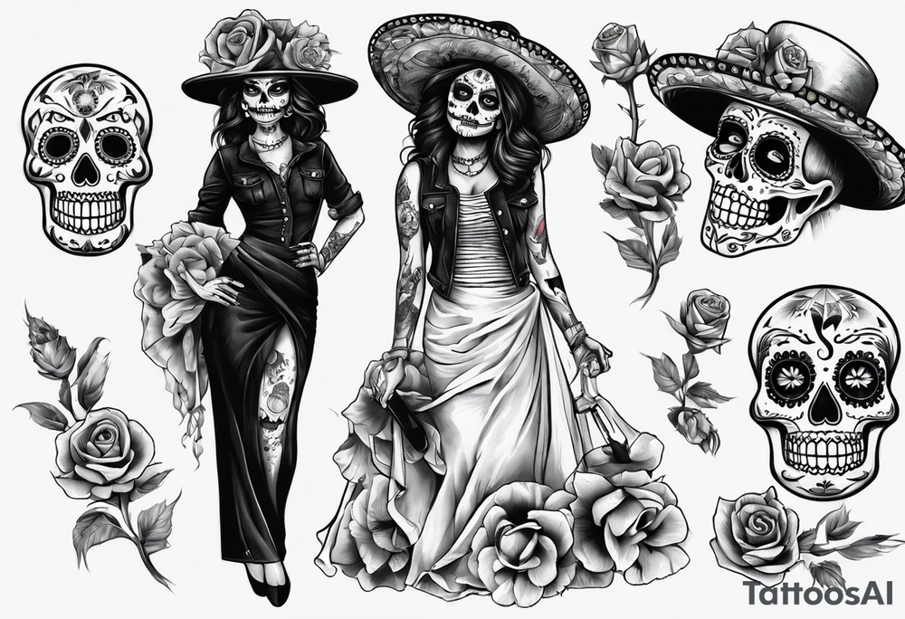 La catrina and cooking day of the dead tattoo idea