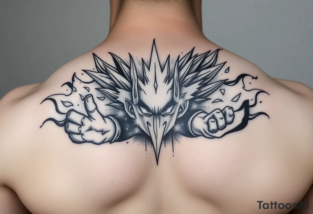 legendary dragonball z scene with energy aura and power effects tattoo idea
