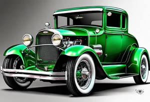 1929 ford coupe green, racing down the road tattoo idea