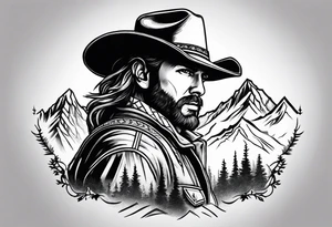 Mountains cowboy tattoo idea