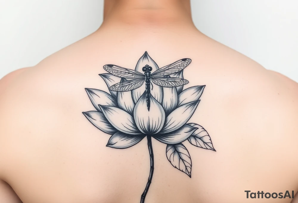 Lotus flower and dragonfly tattoo idea