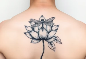 Lotus flower and dragonfly tattoo idea