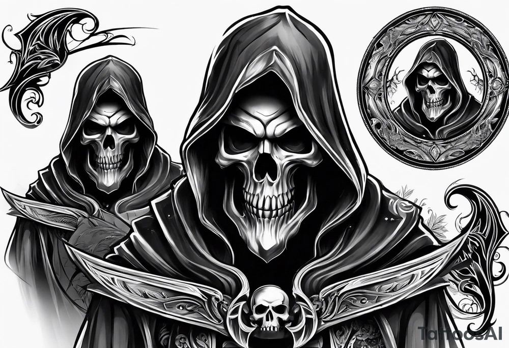 reaper tattoo design for upper arm and chest tattoo idea