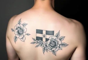 Make me a sleeve with flowers being the base having my zodiac sign Virgo, Dominican flag in color, something symbolizing nyc, my parents birthday on Roman numerals 1/10/1980 and 1/18/1984 tattoo idea