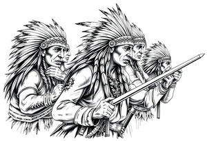 Native American warriors preparing for battle tattoo idea