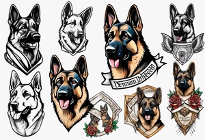 German Shepherd with banner underneath tattoo idea