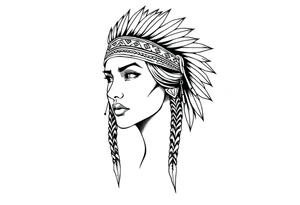 Female Native American wearing headband tattoo idea