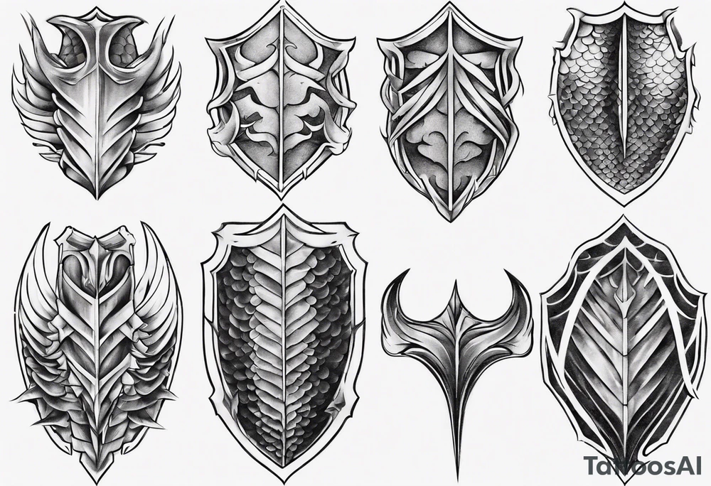 Dragonscale Leg armor symmetrical tattoo idea