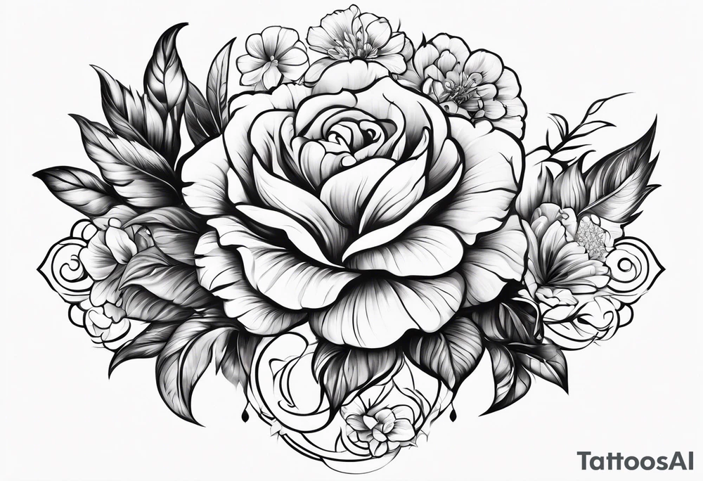 Spine tattoo with water and flowers and a country aspect tattoo idea