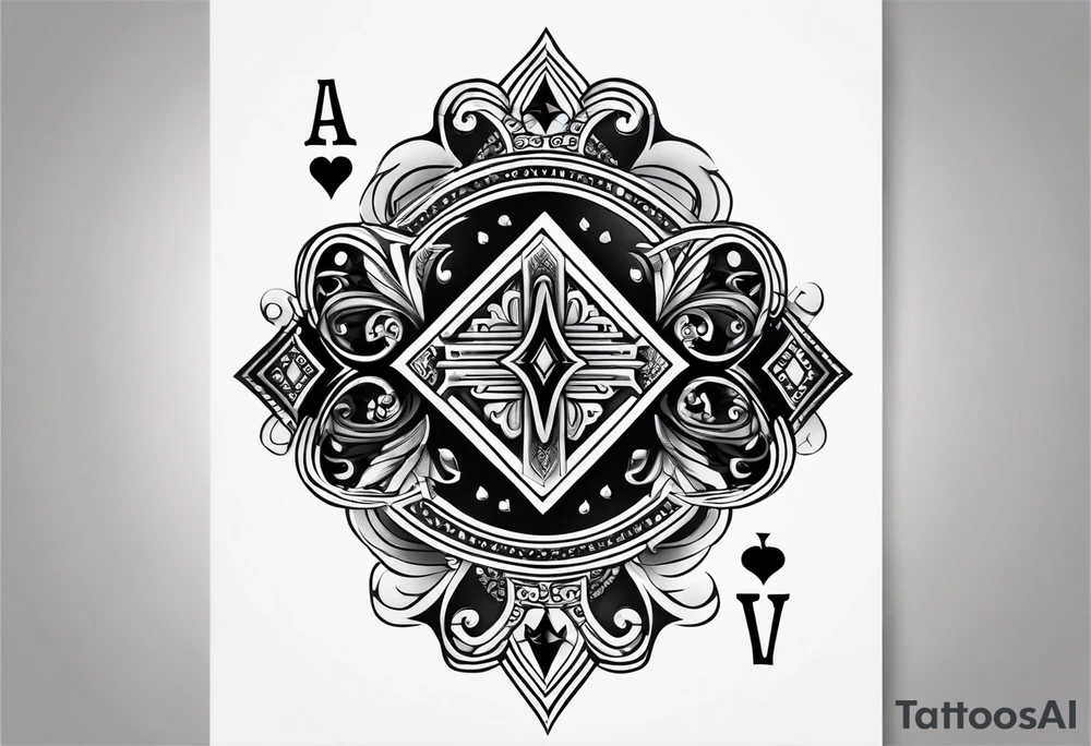 Show Two cards, king of hearts and the Ace of spades behind it tattoo idea