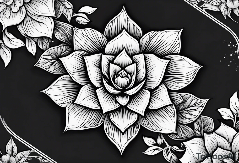 floral geometric shaped into a point tattoo idea