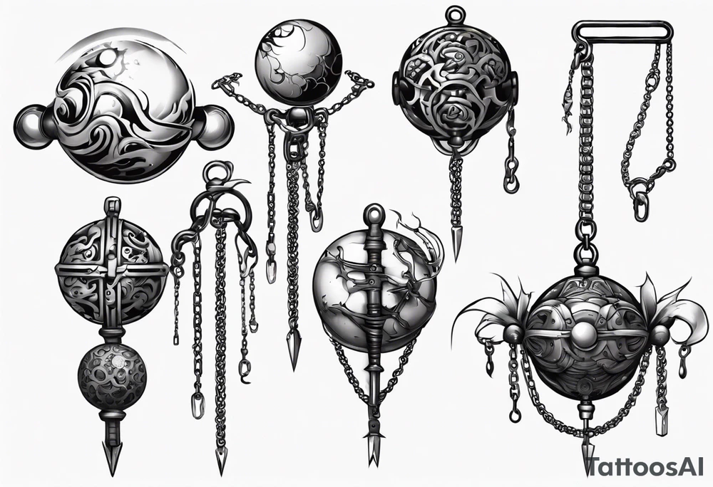ball mace on a chain tattoo idea