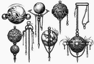 ball mace on a chain tattoo idea