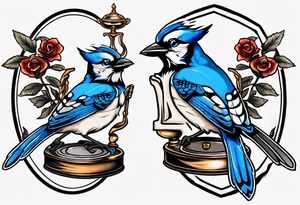 bluejay holding a trophy tattoo idea