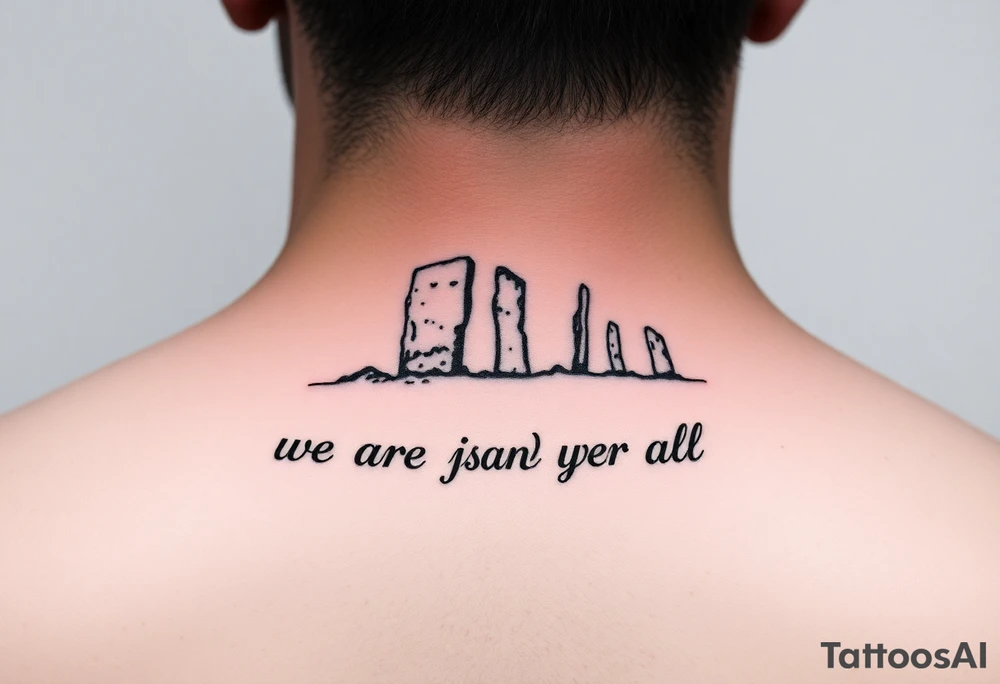 Orkney standing stones and the words "we are the island, after all" tattoo idea
