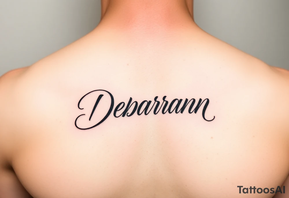 Deborah Ann in cursive in chest tattoo idea