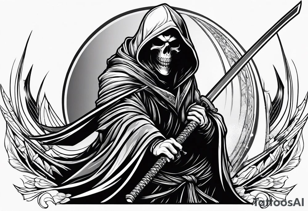 grim reaper with katana tattoo idea