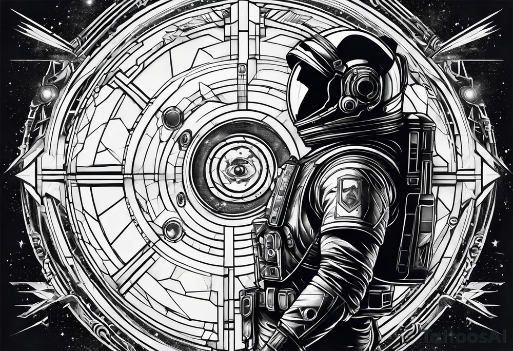 Full right leg, space themed, dark tattoo idea