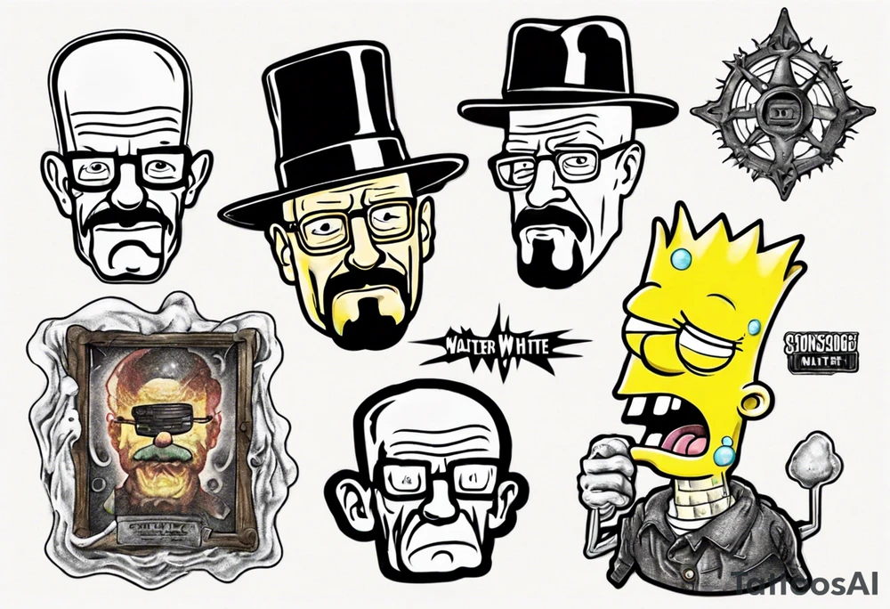 Cursed Walter white sponge bob tattoo idea