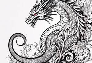 Long dragon long swirly tail girly tattoo idea