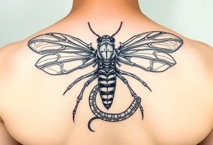 Cicada skeleton with snake tattoo idea