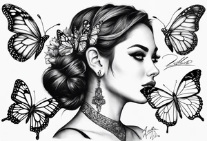 neck butterflies tattoo idea