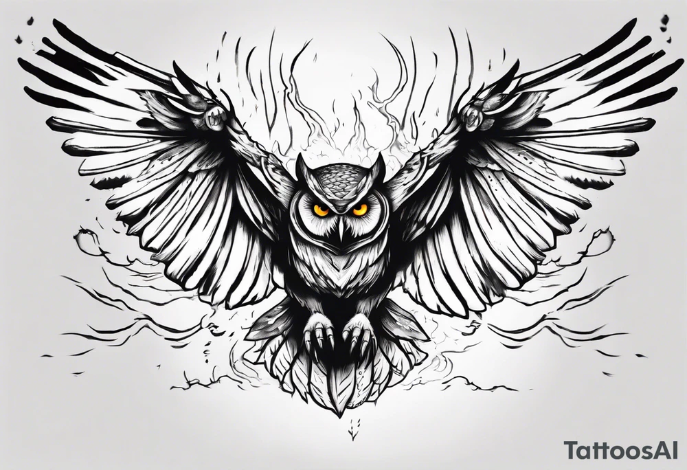 Demonic Owl Flying Attack. tattoo idea