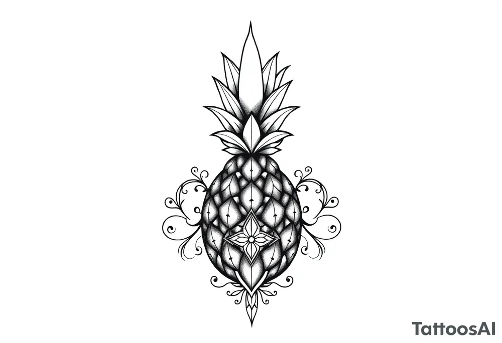 Majestic ,crown pineapple top ,vagina and anus tattoo idea