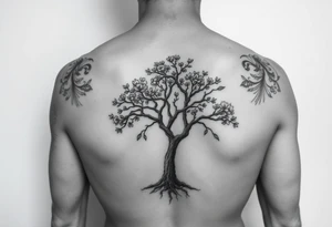 Lace band coming from a jacaranda tree no leave or flowers tattoo idea