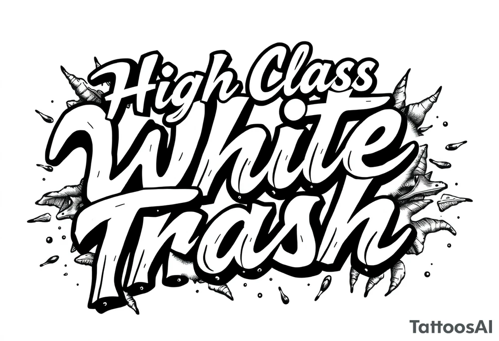 Script  of High Class White Trash in tattoo lettering tattoo idea