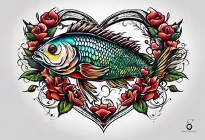 pescado adentro de un corazón tattoo idea