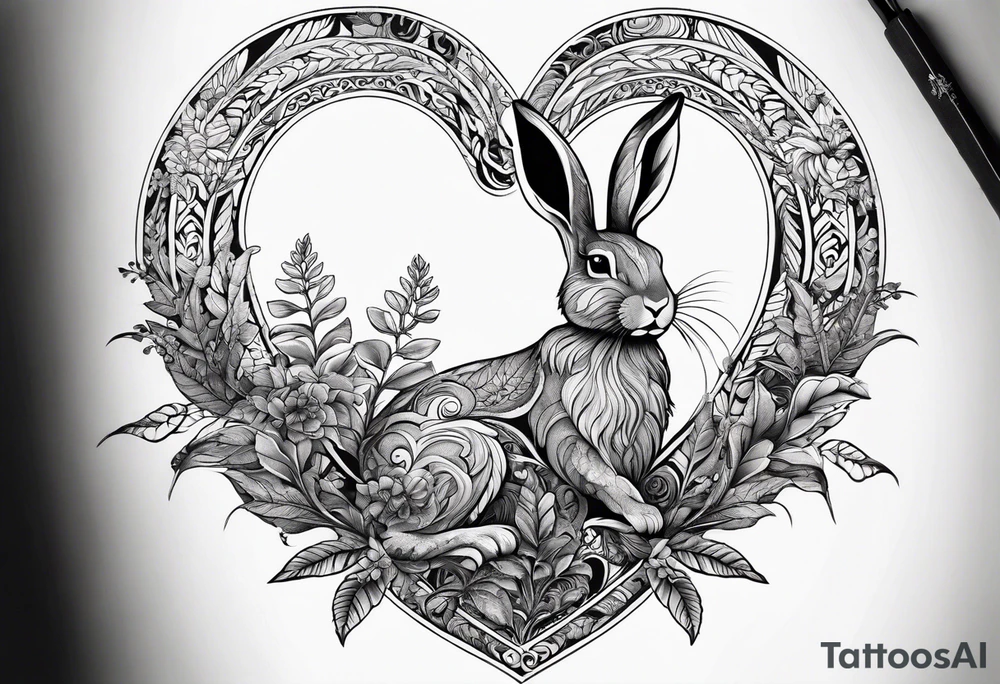 Base Design: upper armband

Include:
Heart
fern spirals
boxing hare
water

use only UK flora and fauna tattoo idea