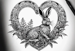 Base Design: upper armband

Include:
Heart
fern spirals
boxing hare
water

use only UK flora and fauna tattoo idea