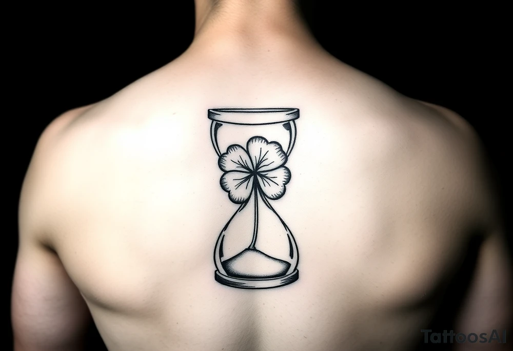 4 leaf clover growing in a hourglass tattoo idea