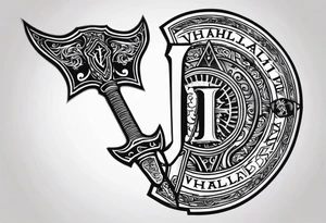 Valhalla shield sword  axe stairs tattoo idea