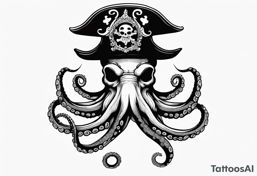octopus wearing a pirate hat tattoo idea