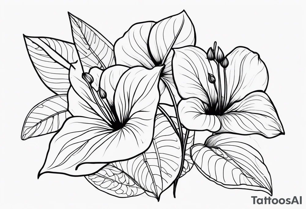 Fais moi un bouquet de fleurs avec des anthuriums et des oeillets tattoo idea