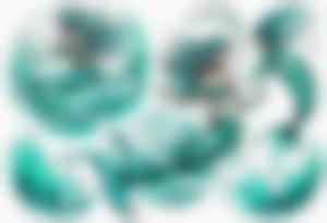 a turquoise mermaid swimming in the sea surrounded by crashing waves tattoo idea