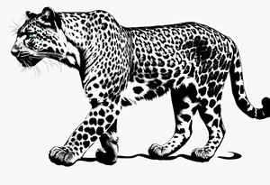 you leopard with blue eyes walking tattoo idea