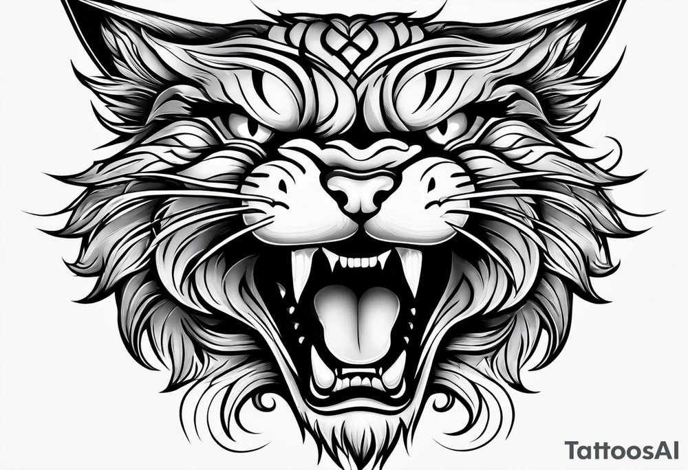 angry cat tattoo idea