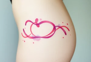garter tattoo with flowing ribbons in shades of pink and purple, blending seamlessly into the skin for a dreamy effect tattoo idea