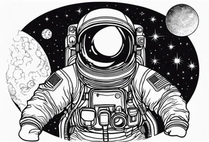 Astronaut fliegt durch den Cosmos sieht das Universum tattoo idea