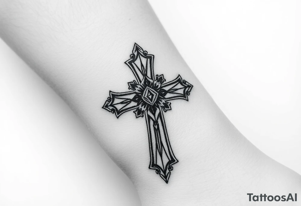 jeweled cross tattoo idea