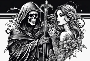 Grim reaper falls in love with human girl tattoo idea